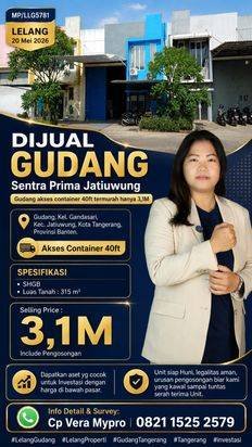 Dijual Gudang Sentra Prima Jatiuwung, Tangerang Kota, Gudang akses container 40ft termurah hanya 3,1M Dijual Gudang Sentra Prima Jatiuwung, Tangerang Kota, Gudang akses container 40ft termurah hanya 3,1M