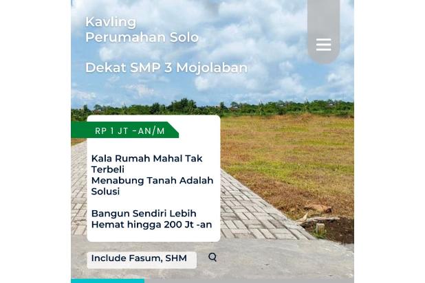 Kaplingan  Tanah Solo Standar Perumahan, SHM