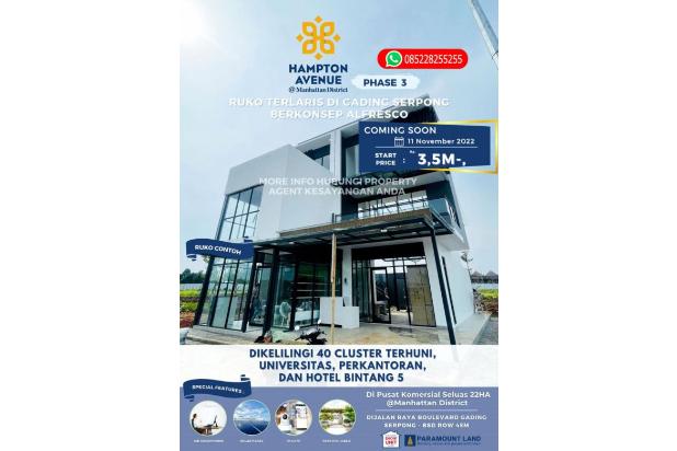 Dijual Ruko HAMPTON PROMENADE (ALFRESCO) Manhattan District S