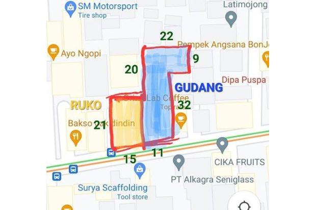 Kavling/gudang 550m2 kebon jeruk raya disewakan cocok u cafe, resto, gudang, bengkel dll