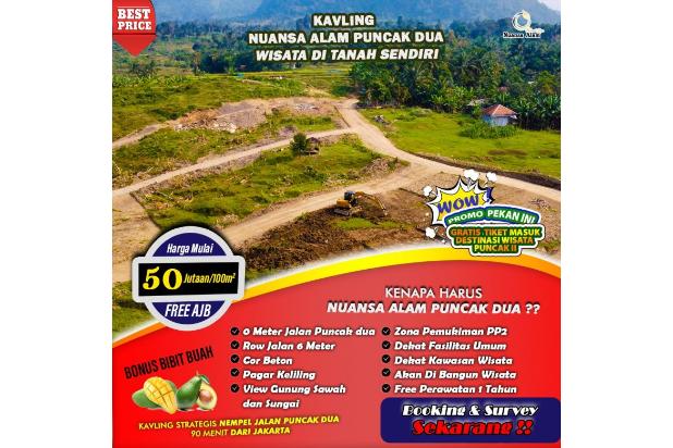 DIJUAL KAVLING VILA NEMPEL JALUR WISATA PUNCAK 2 DI BOGOR