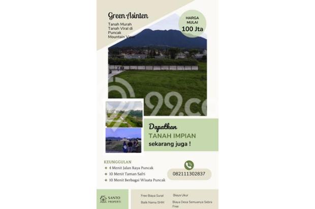 Tanah dekat wisata puncak siap bangun sudah SHM 