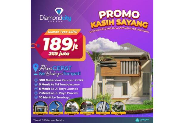 Jual Rumah di Dekat Sidoarjo Kota 189 Juta, Diamond City Juand