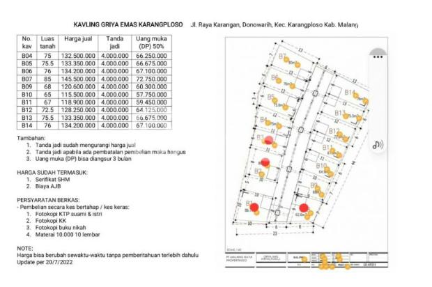 TANAH KAVLING SIAP BANGUN HARGA BAIK DI KARANGPLOSO MALANG.