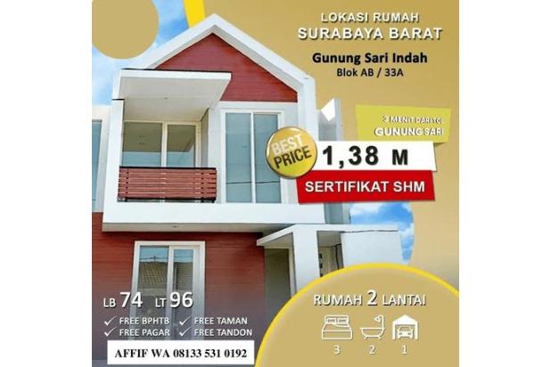 Jual rumah baru siap huni
Lokasi gunung sari indah surabaya blok AB/33A