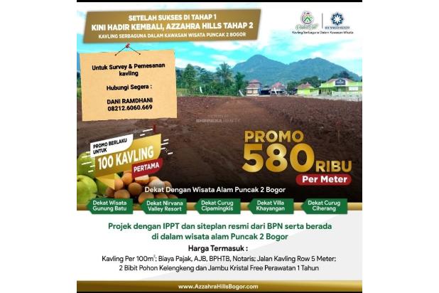 DIJUAL KAVLING AZZAHRA HIILS TAHAP 2 DI PUNCAK 2 BOGOR,