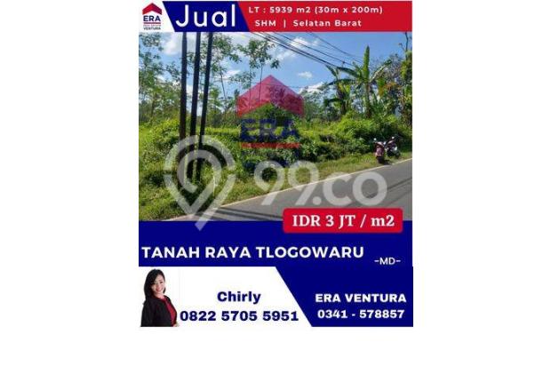 Dijual Tanah Murah Di Raya Tlogowaru Poros Untuk Usaha