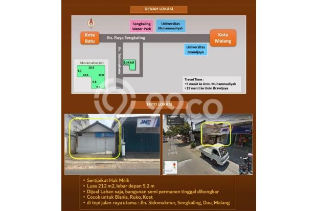 Tanah strategis di tepi Jl. Sidomakmur Sengkaling DAU Malang