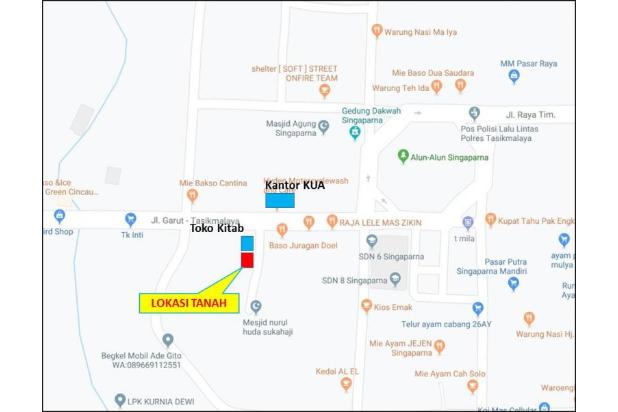 Jual Cepat Tanah Depan Alun Alun Singaparna