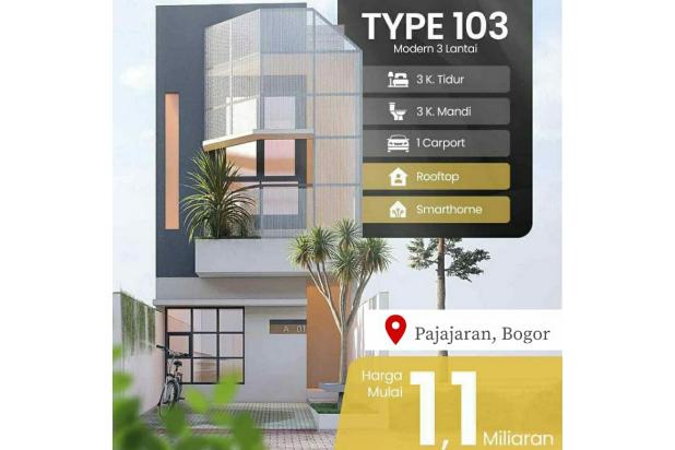 Rumah 2.5 Lt Dgn Rooftop di Baranangsiang Pajajaran