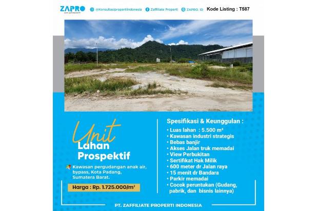 Tanah/lahan cocok peruntukan pabrik, gudang & bisnis di padang