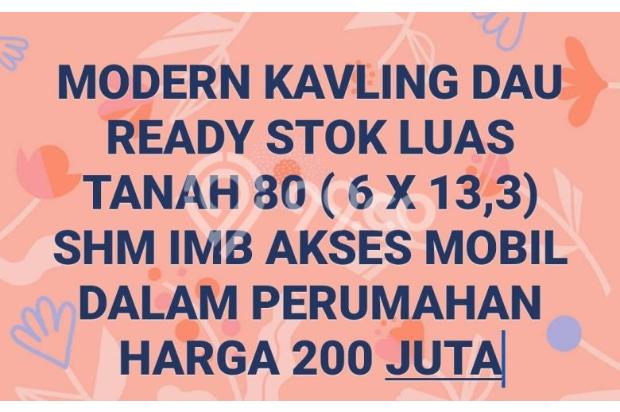 Dijual Tanah Modern Kavling Dau Ready Stok Malang 200 Juta