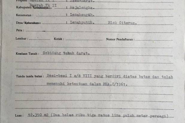 Dijual Tanah Sudah SHM Seluas 25.600 M2 di Majalengka Kota