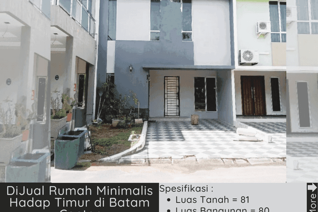 Dijual Rumah Minimalis Hadap Timur di Batam Center