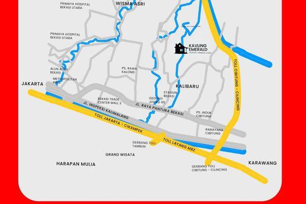KAV EMERALD RUMAH POSISI DI JALAN UTAMA RAYA JEJALEN 10 MENIT KE STASIUN TAMBUN