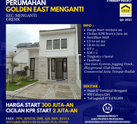 Rumah Cicilan KPR Golden East Menganti Gresik Strategis dkt Tol Legundi KLBM