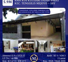 JUAL RUMAH KOS KUTISARI INDAH BARAT TENGGILIS MEJOYO KOMERSIAL NEGO