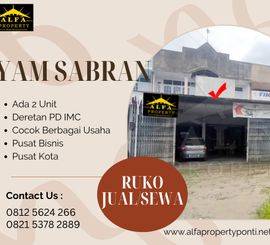 Disewakan Ruko Yam Sabran Kota Pontianak