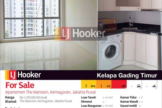 Apartemen The Mansion Cluster Bougenville Tower Gloria Lantai 20, Kemayoran, Jakarta Pusat