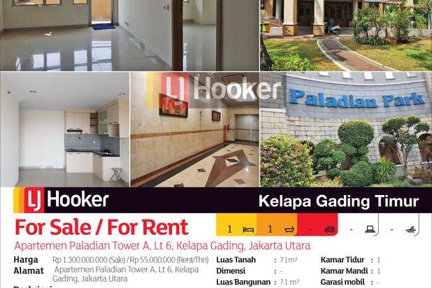 Apartemen Paladian Tower A Lantai 6 Kelapa Gading, Jakarta Utara
