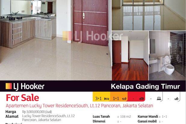 Apartemen Lucky Tower ResidenceSouth, Lt.12 Pancoran, Jakarta Selatan