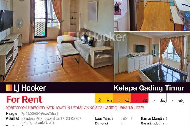 Apartemen Paladian Park Tower B Lantai 23 Kelapa Gading, Jakarta Utara