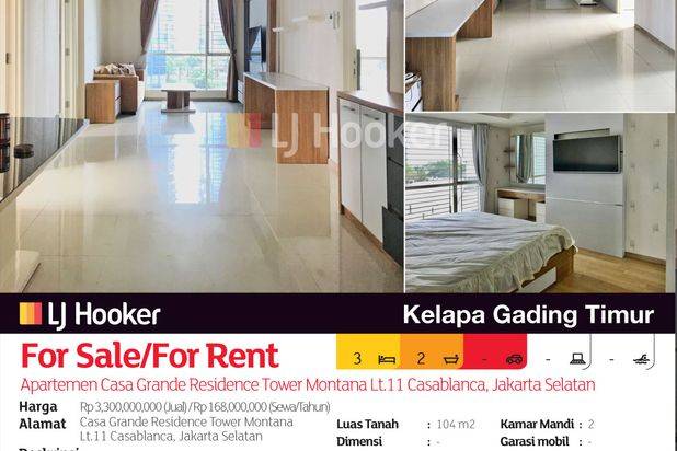 Apartemen Casa Grande Residence Tower Montana Lt.11 Casablanca, Jakarta Selatan