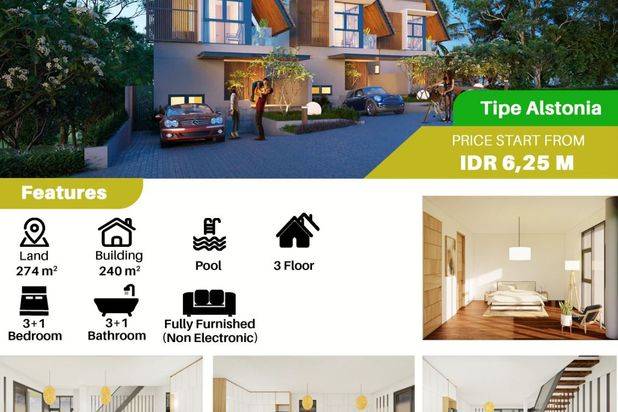 Villa baru 3 Lantai Free Furnish dan Pool Lokasi dekat canggu bali