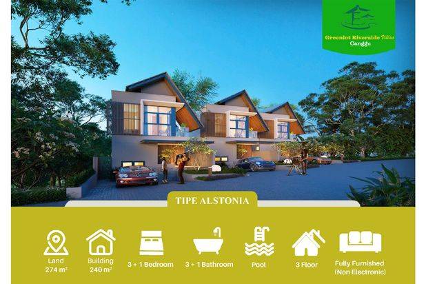 Villa baru 3 Lantai Free Furnish dan Pool Lokasi dekat canggu bali