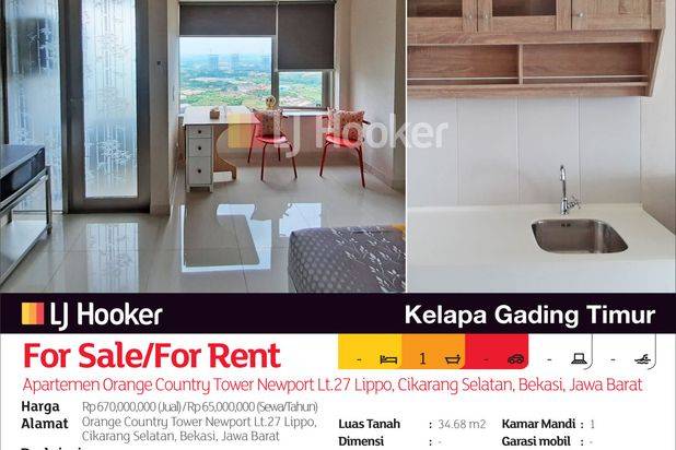 Apartemen Orange Country Tower Newport Lt.27 Lippo, Cikarang Selatan, Bekasi, Jawa Barat