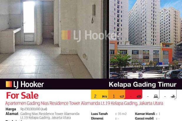 Apartemen Gading Nias Residence Tower Alamanda Lt.19 Kelapa Gading, Jakarta Utara