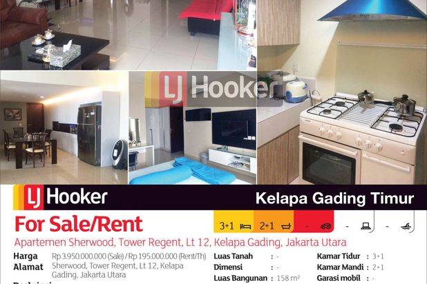 Apartemen Sherwood Tower Regent Lantai 12, Kelapa Gading, Jakarta Utara