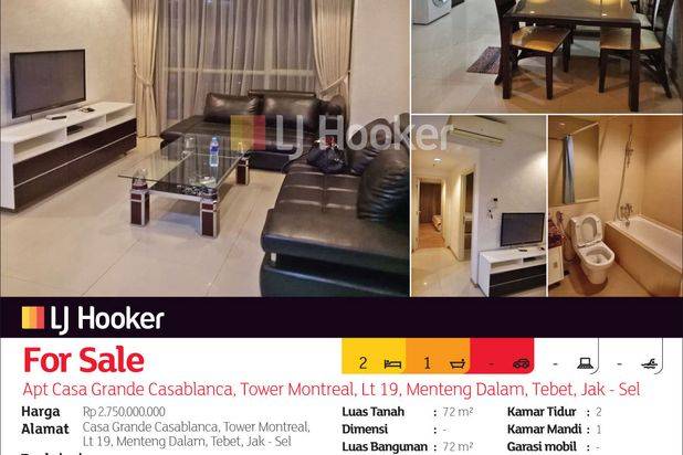 Apartemen Casa Grande Tower Montreal, Lantai 19, Casablanca, Menteng Dalam, Tebet, Jakarta Selatan