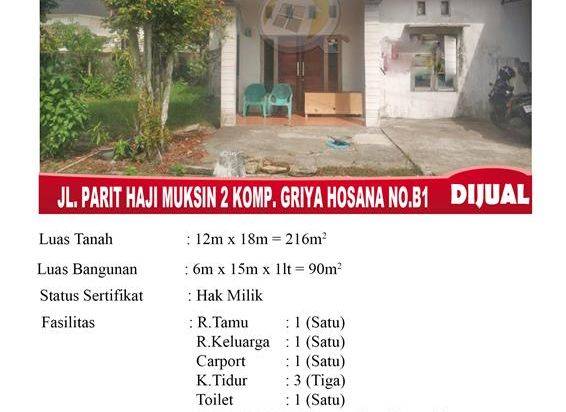 Rumah Griya Hosana depan Food court Mandiri dekat GAIA MAll