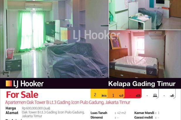 Apartemen Oak Tower B Lt.3 Gading Icon Pulo Gadung, Jakarta Timur