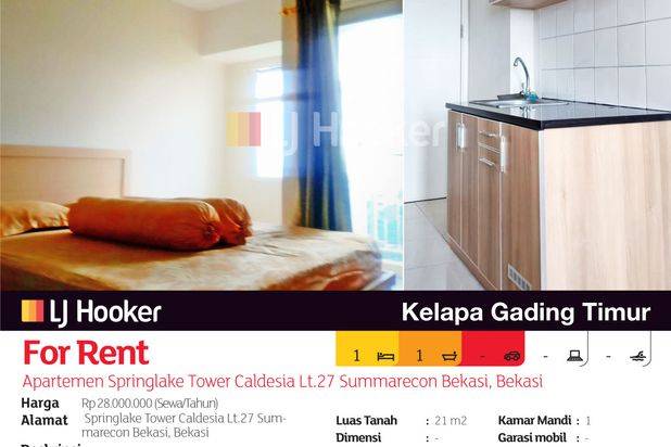 Apartemen Springlake Tower Caldesia Lantai 27 Summarecon Bekasi, Bekasi, Jawa Barat