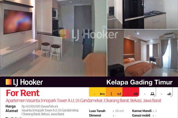 Apartemen Vasanta Innopark Tower A Lt.16 Gandamekar, Cikarang Barat, Bekasi, Jawa Barat