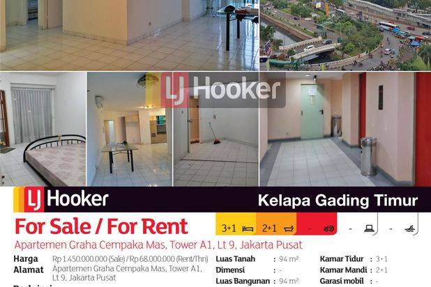 Apartemen Graha Cempaka Mas Tower A1, Lantai 9 Jakarta Pusat