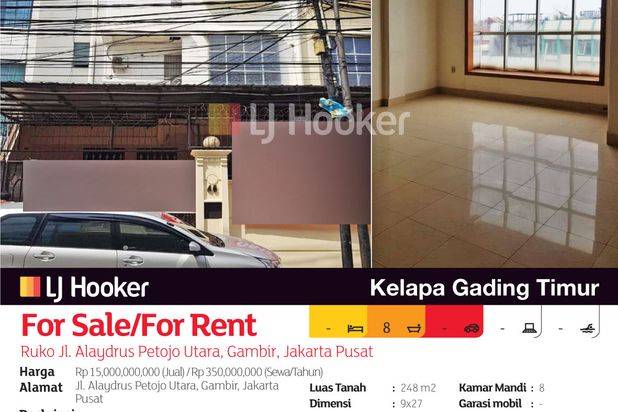 Ruko Jl. Alaydrus Petojo Utara, Gambir, Jakarta Pusat