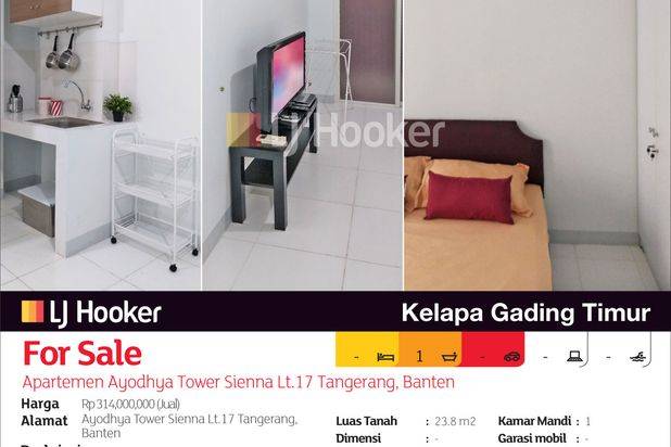 Apartemen Ayodhya Tower Sienna Lt.17 Kelapa Indah, Tangerang, Banten
