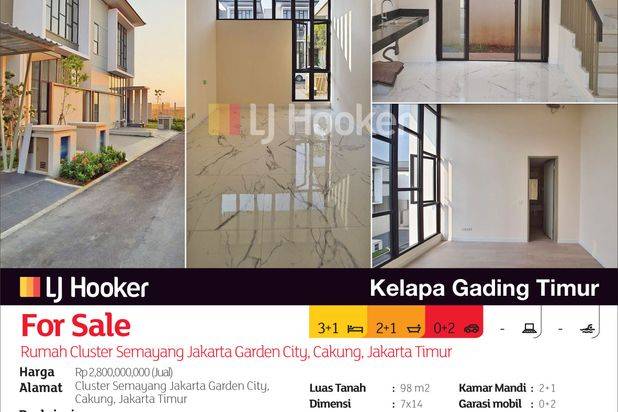 Rumah Cluster Semayang Jakarta Garden City, Cakung, Jakarta Timur