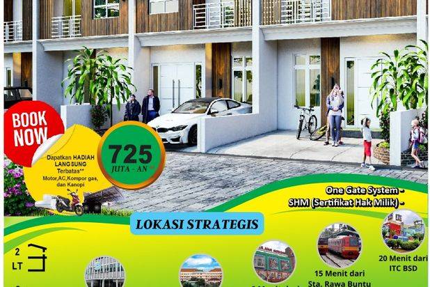 Rumah 2 Lantai Gratis Motor di Tangerang Selatan