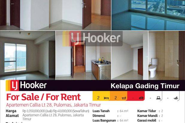 Apartemen Callia Lantai 28 Pulomas, Jakarta Timur