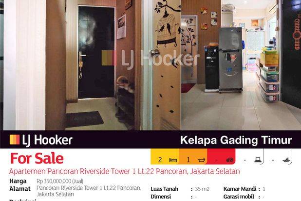 Apartemen Pancoran Riverside Tower 1 Lt.22 Pancoran, Jakarta Selatan