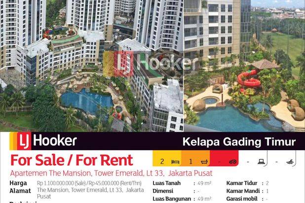 Apartemen The Mansion Tower Emerald Lantai 33, Kemayoran, Jakarta Pusat