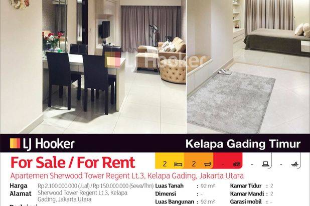 Apartemen Sherwood Tower Regent Lantai 3, Kelapa Gading, Jakarta Utara