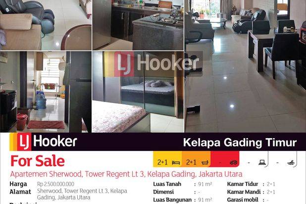 Apartemen Sherwood Tower Regent Lantai 3 Kelapa Gading, Jakarta Utara