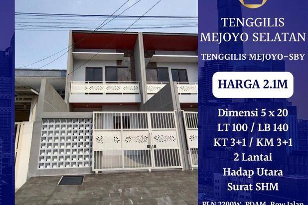 Rumah Tenggilis Mejoyo Selatan Surabaya Timur dkt Panjang Jiwo UBAYA Nirwana