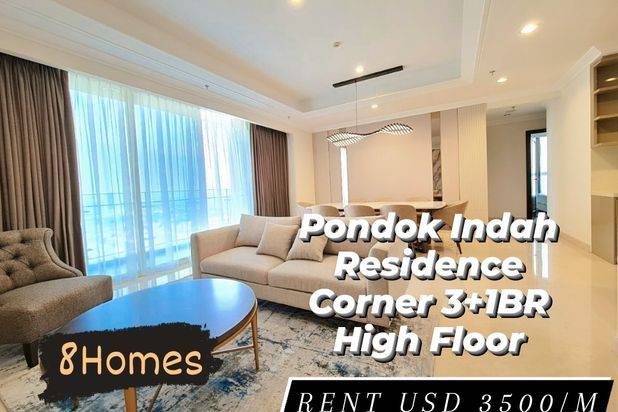 For Rent Pondok Indah Residence 3+1BR Corner High Floor