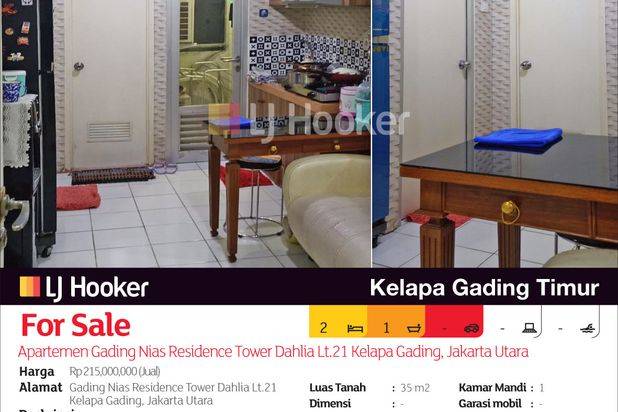 Apartemen Gading Nias Residence Tower Dahlia Lt.21 Kelapa Gading, Jakarta Utara